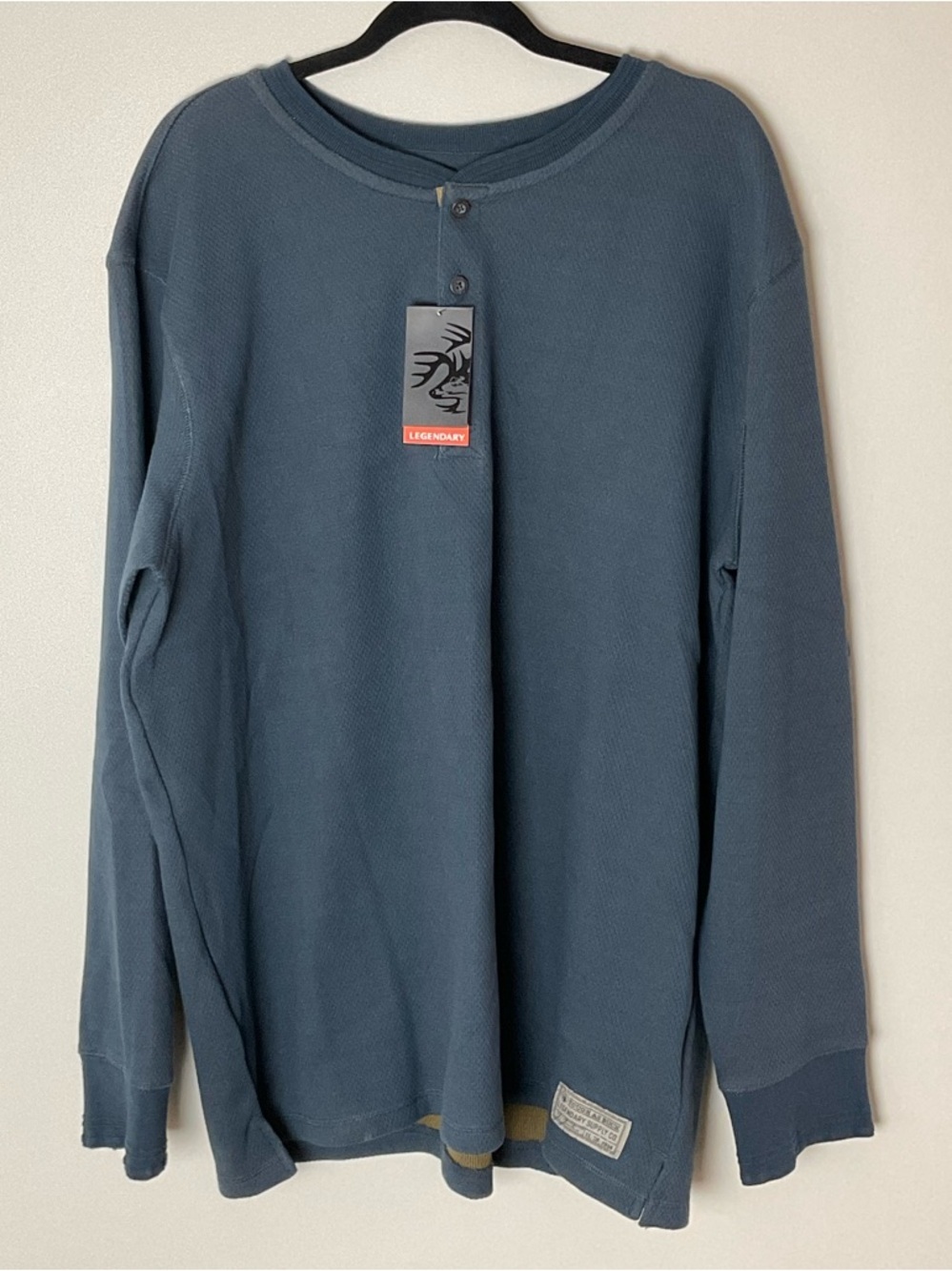 Mens NWT Legendary Whitetails Tough Buck Dbl Layer Thermal Henley Shirt Navy XXL